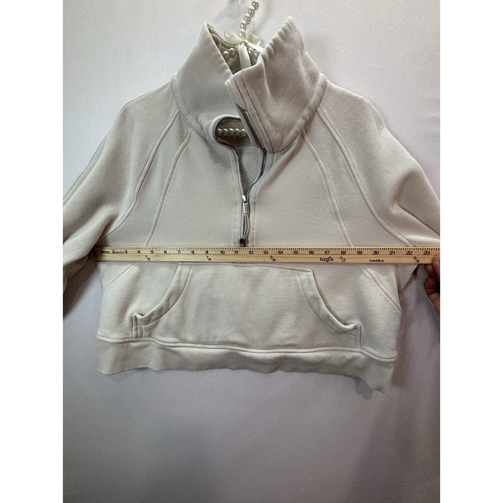 Lululemon Women Cream Scuba Oversized Half Zip Cropped Pullover Sweatshirt M/L - Picture 12 of 16